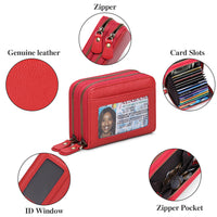 First Cowhide Double Layer Zipper Expanding Card Holder