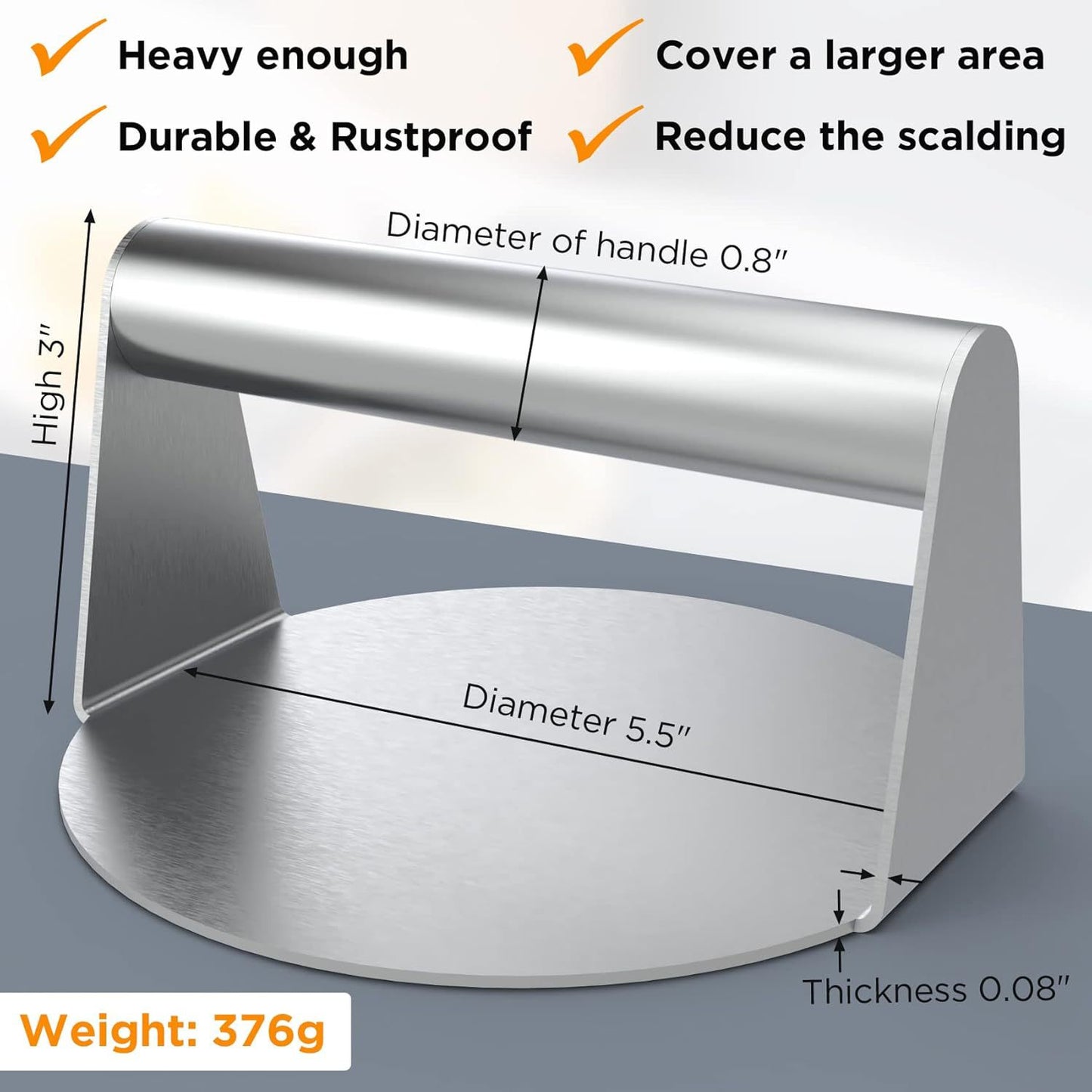 Manual Stainless Steel Burger Meat Press