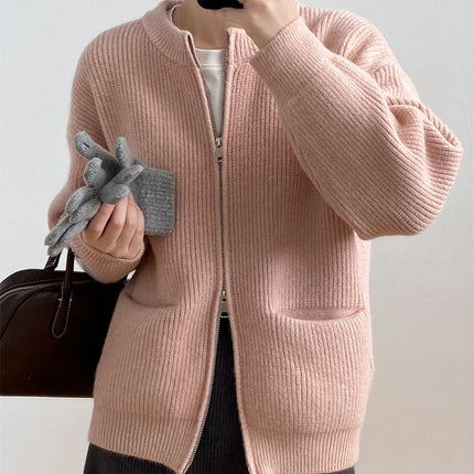 Retro Double Zipper Knitted Cardigan