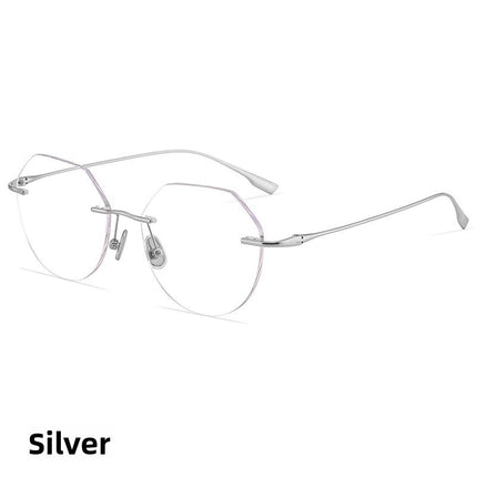 Rimless Photochromic Glasses Anti Blue Light Square Frame