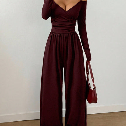 Women's V-Neck Wide-Leg Jumpsuit