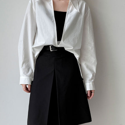 Womens Loose V-Neck Long-Sleeve Shirt