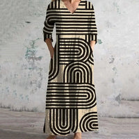 Loose Fashion Premium V-neck Print Dress