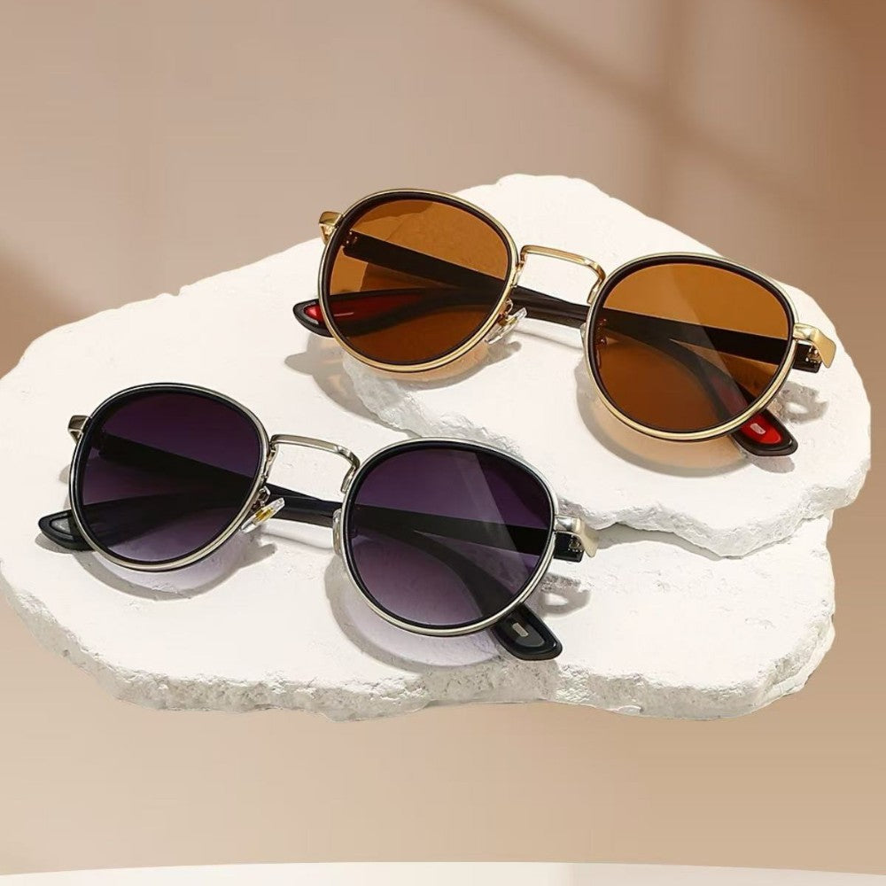 Retro Casual Gold-Rimmed Round Sunglasses