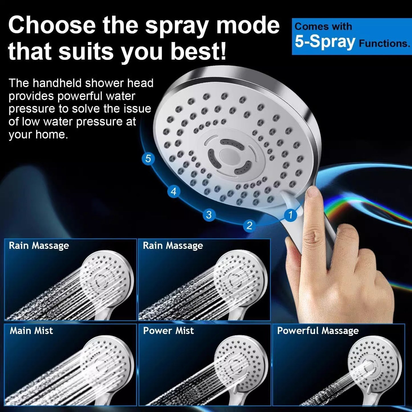 Multi-function handheld shower head