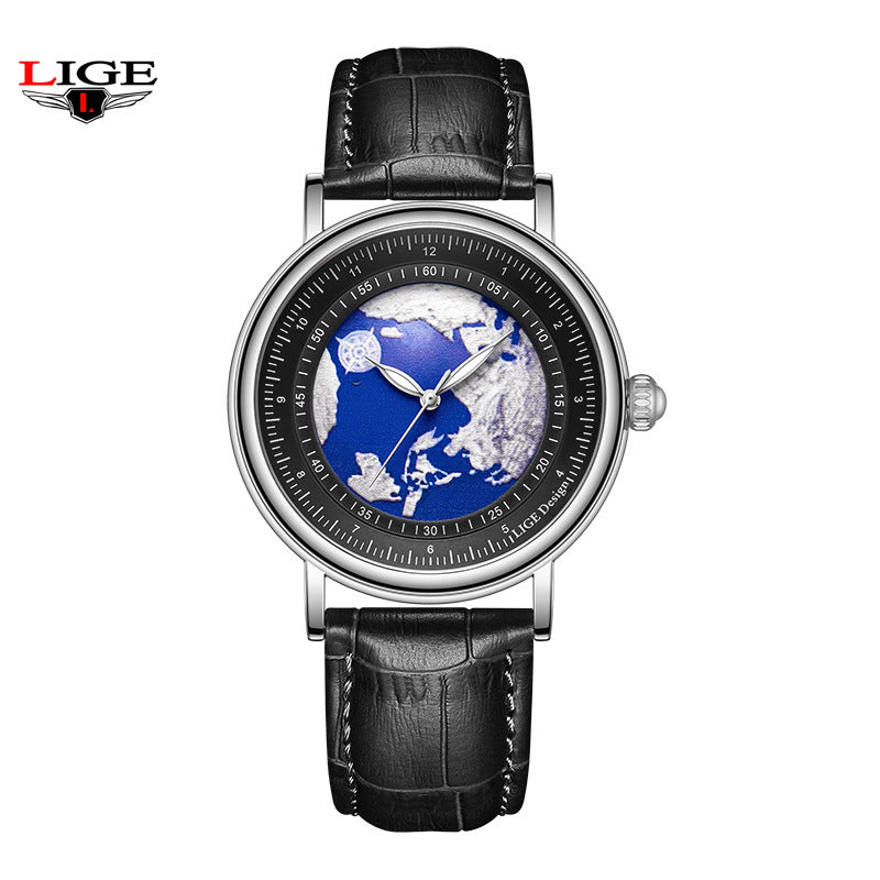 Mens Leather Strap Calendar Watch