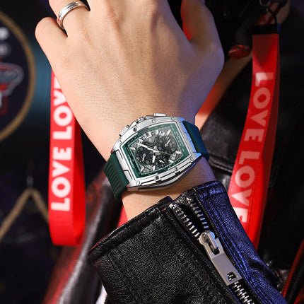 Men's Quartz Watch with Luminous Silicone Strap