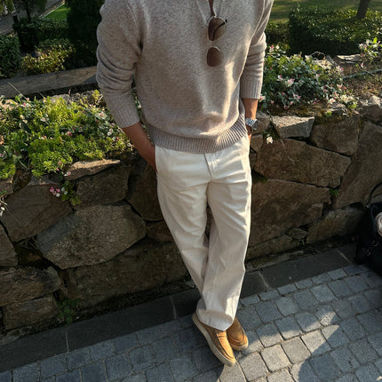 Herringbone Pure Cotton Commuter Trousers