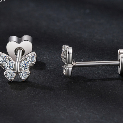 Moissanite Butterfly Earrings S925 Sterling Silver