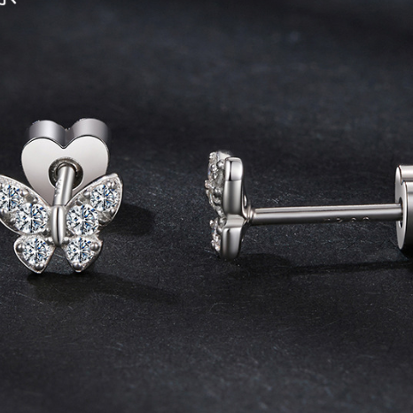 Moissanite Butterfly Earrings S925 Sterling Silver