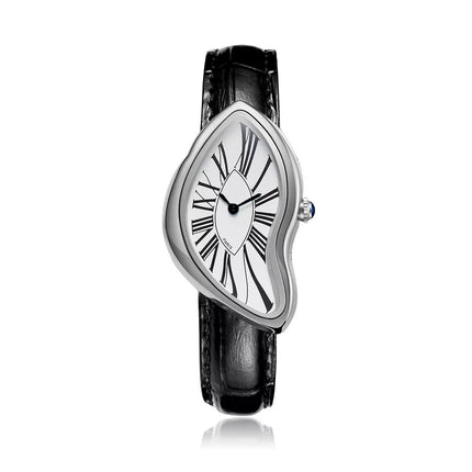Medieval Melted Twist Design Leather Strap Watch