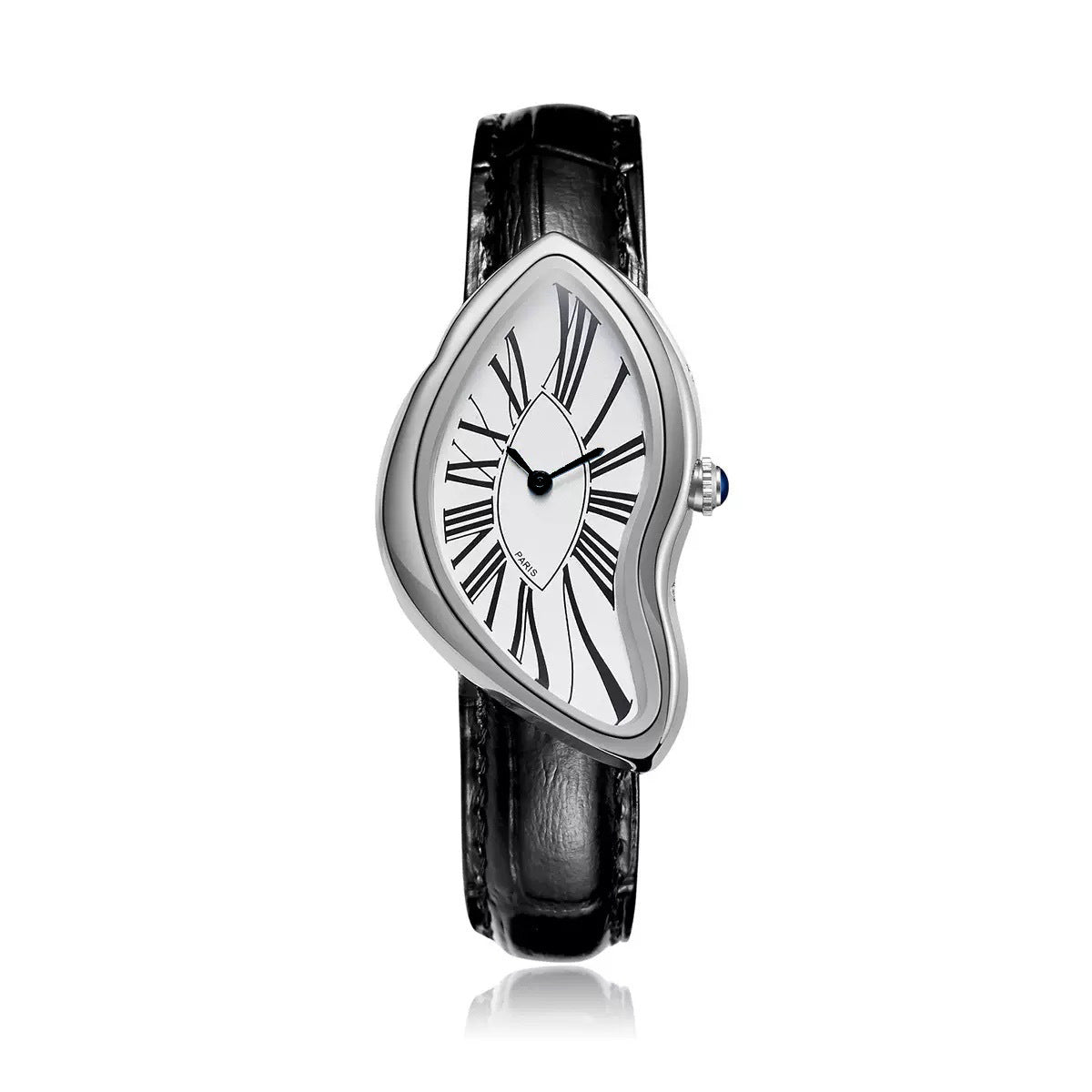 Medieval Melted Twist Design Leather Strap Watch