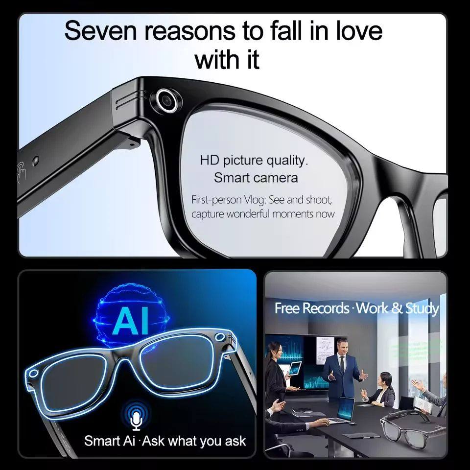 AI Smart Glasses with Camera and Color-Changing Lenses