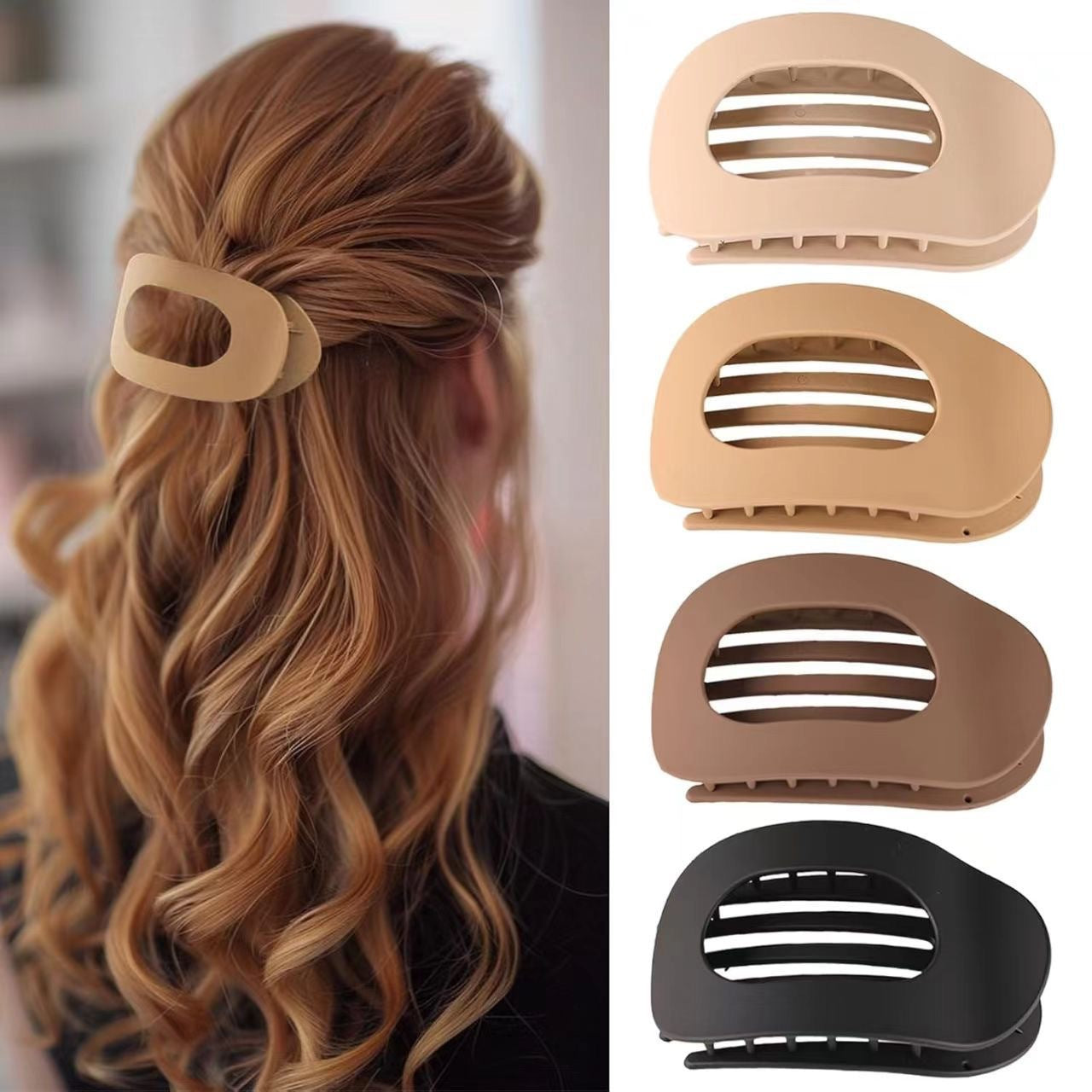 Matte Geometric Hair Clips for Thick Hair