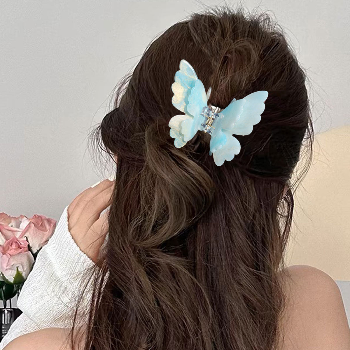 Double-layer Butterfly Gradient Pearlescent Hair Clip