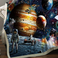 بطانيات كسلان من BeddingOutlet، بطانية قطيفة على شكل حيوان كرتوني، بطانية من الصوف الناعم بتصميم كوكب ونجمة وكون وفضاء خارجي