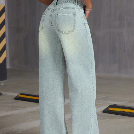 Vintage Double-Breasted Denim Pants for Women