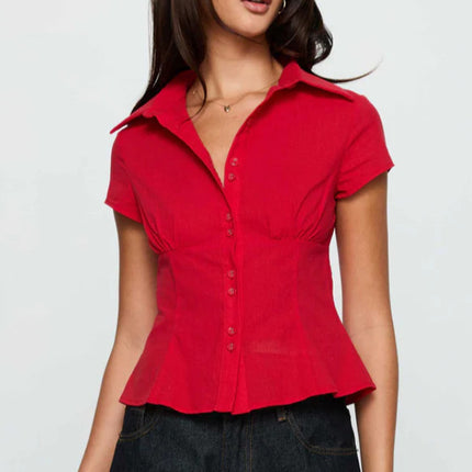 Womens Double Button Casual Shirt