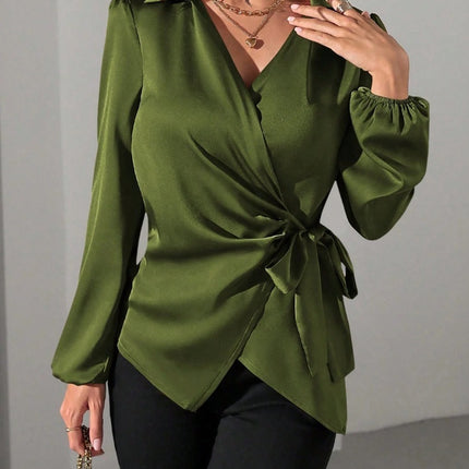 Women's Long Sleeve Tie-Waist Shirt