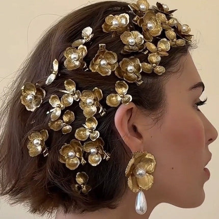 Pearl Flower Hair Clip French Style Side Clip