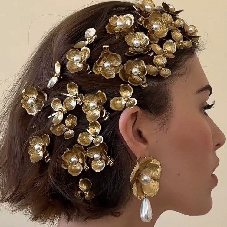 Pearl Flower Hair Clip French Style Side Clip