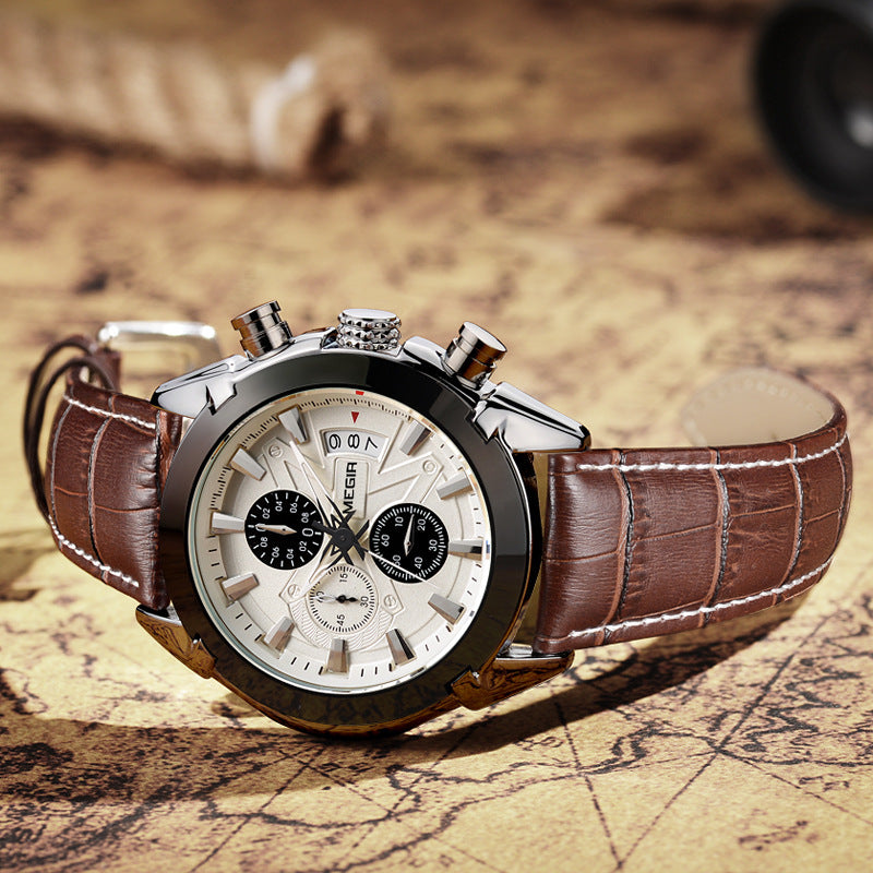 Megir Multifunctional Mens Quartz Watch