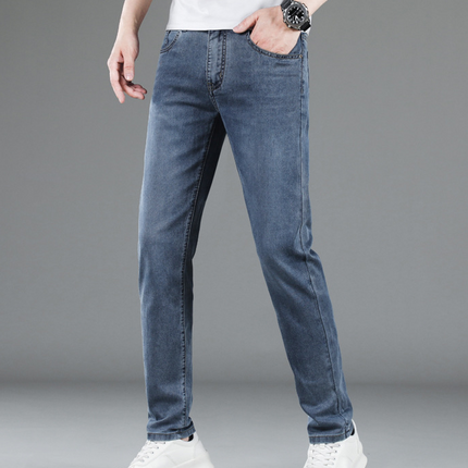 Men's Ice Silk Stretch Jeans High Waist Loose Fit