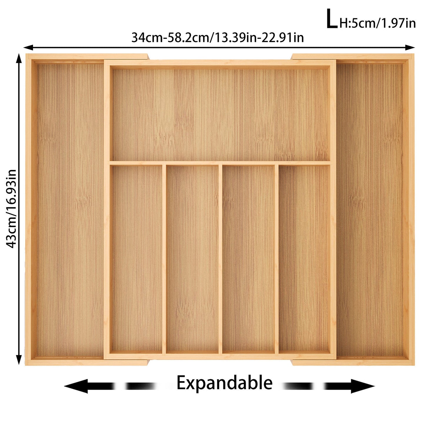 Adjustable Bamboo Kitchen Cutlery Drawer Organizer Tray