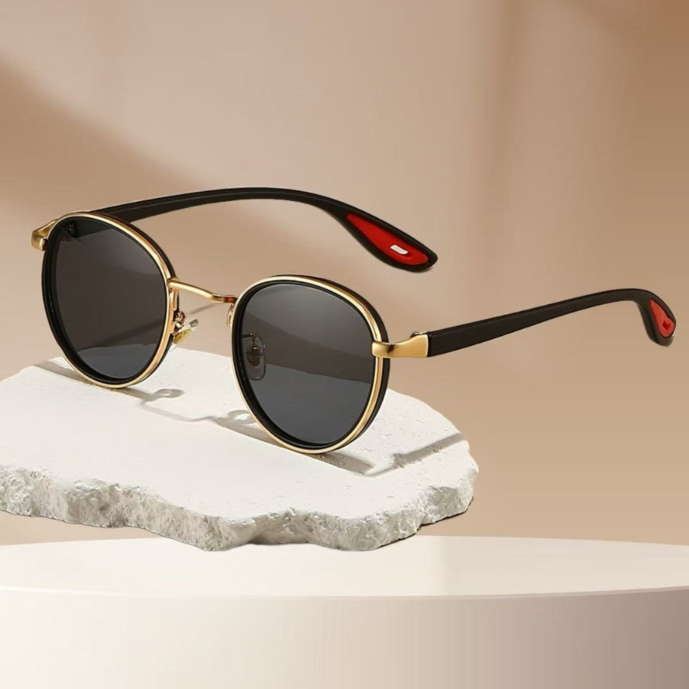 Retro Casual Gold-Rimmed Round Sunglasses