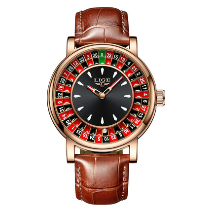 Mens Roulette Luminous Waterproof Quartz Watch