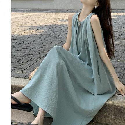 Sleeveless Vest Dress with Hanging Neck Strap