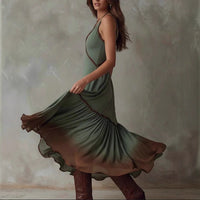 Bohemian Tie-Dye Ruffle Midi Skirt For Cross-Border Independent Sites In Europe And The US