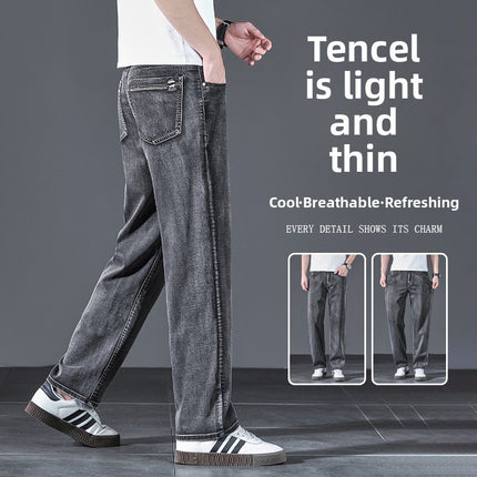 Men's Ice Silk Stretch Jeans High Waist Loose Fit