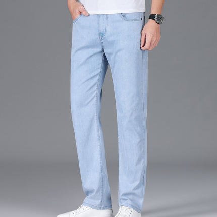 Men's Ice Silk Stretch Jeans High Waist Loose Fit