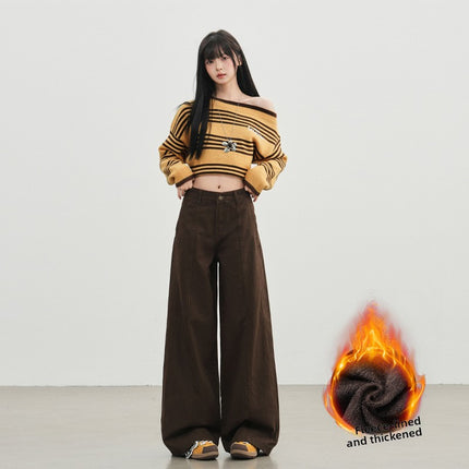 Womens Wide Leg Denim Trousers
