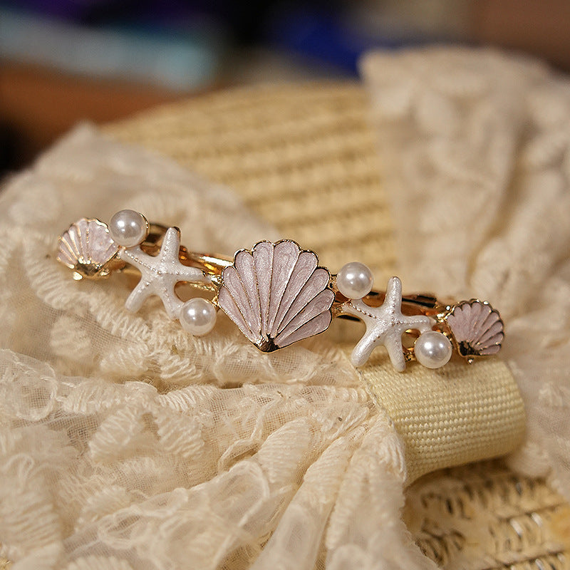 Marine Shell Starfish Spring Hair Clip