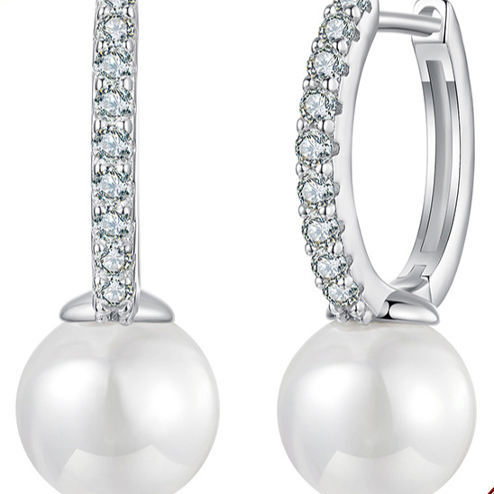 Moissanite Beaded Sterling Silver Earrings