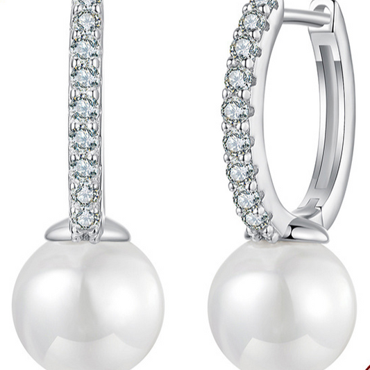 Moissanite Beaded Sterling Silver Earrings