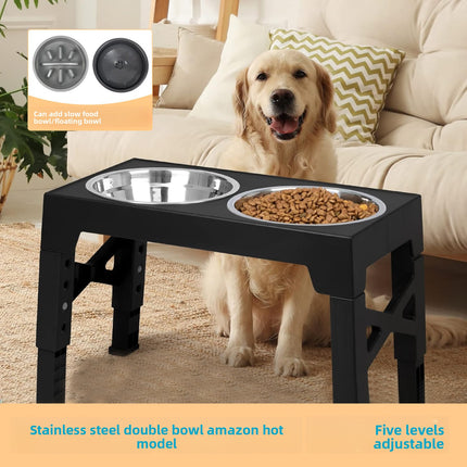 Adjustable Anti-Spill Pet Dog Bowl Stainless Steel Elevated Feeder