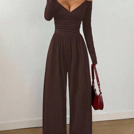 Women's V-Neck Wide-Leg Jumpsuit