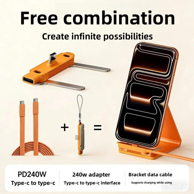 240W Multi-Function Phone Holder Fast Charging Data Cable