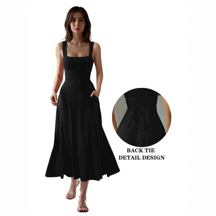 Elegant Square Neck Chiffon Dress