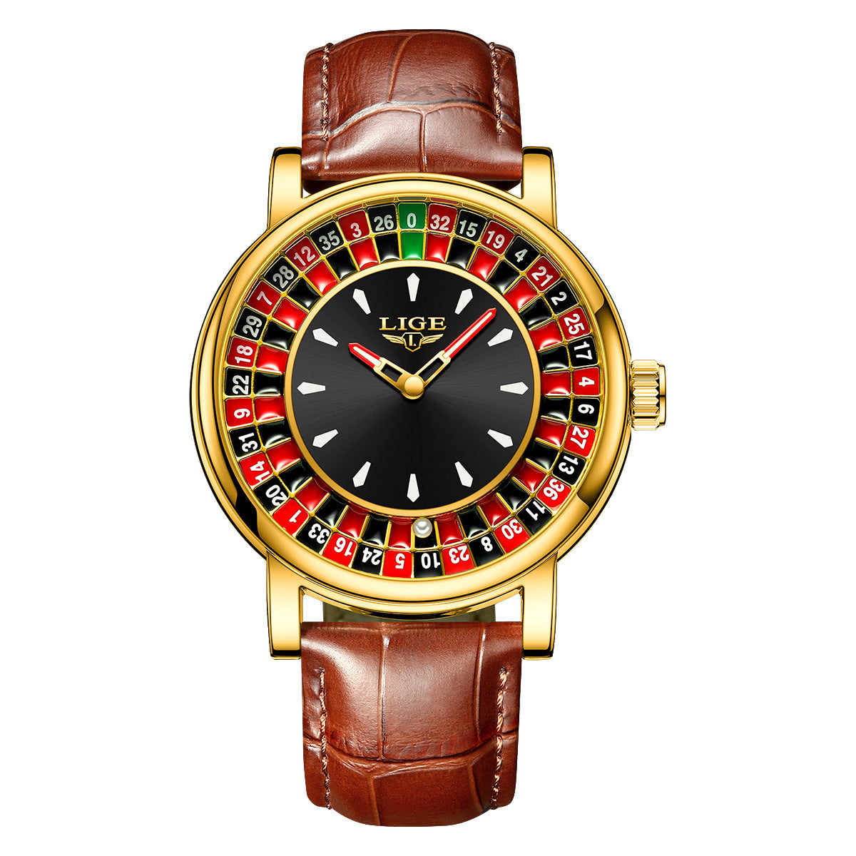 Mens Roulette Luminous Waterproof Quartz Watch