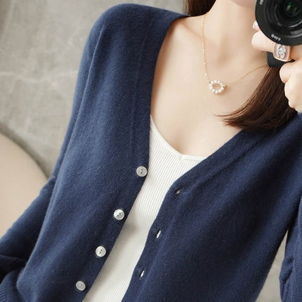 Womens V-Neck Knit Cardigan