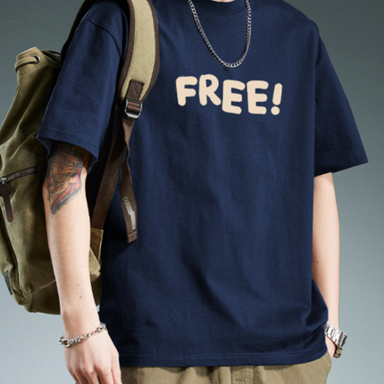 Heavyweight Cotton Short Sleeve T-Shirt Men Casual Printed Tee