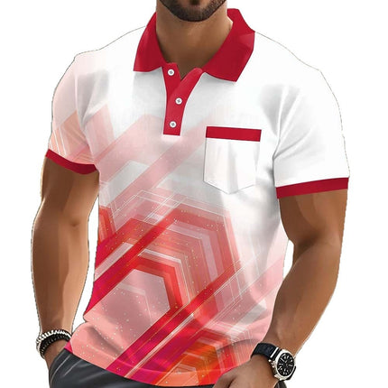 Geometric Print Mens Short Sleeve Polo Shirt