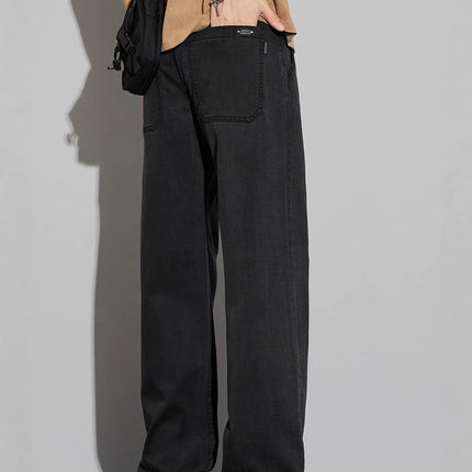Men's Ice Silk Stretch Jeans High Waist Loose Fit