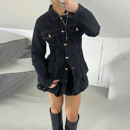 Women's Denim Shirt Jacket Slim Fit Casual Top
