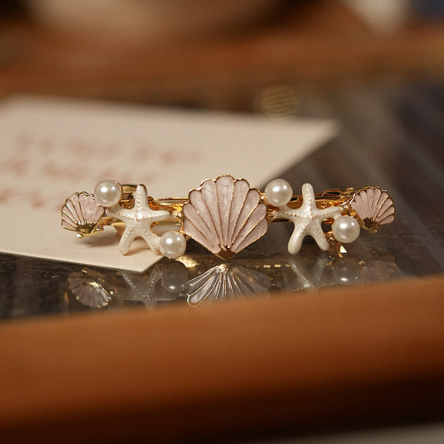Marine Shell Starfish Spring Hair Clip