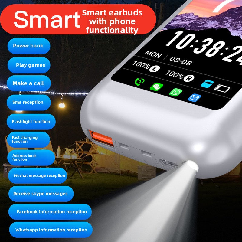 Power bank with screen and Bluetooth headphones